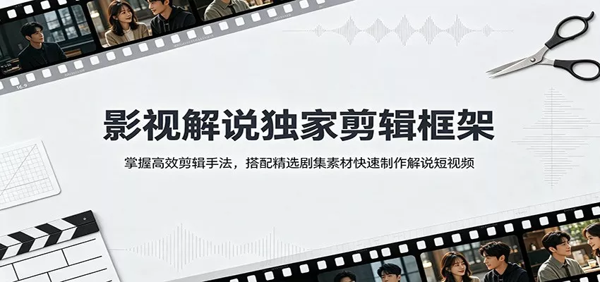 影视解说独家剪辑框架：掌握高效剪辑手法，搭配精选剧集素材快速制作解说短视频 一点学习助手-零基础自学教程-副业项目-兴趣学习-网盘拉新平台-英语启蒙项目资源网