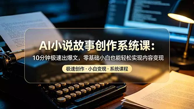 AI小说故事创作系统课：10分钟极速出爆文，零基础小白也能轻松实现内容变现 一点学习助手-零基础自学教程-副业项目-兴趣学习-网盘拉新平台-英语启蒙项目资源网