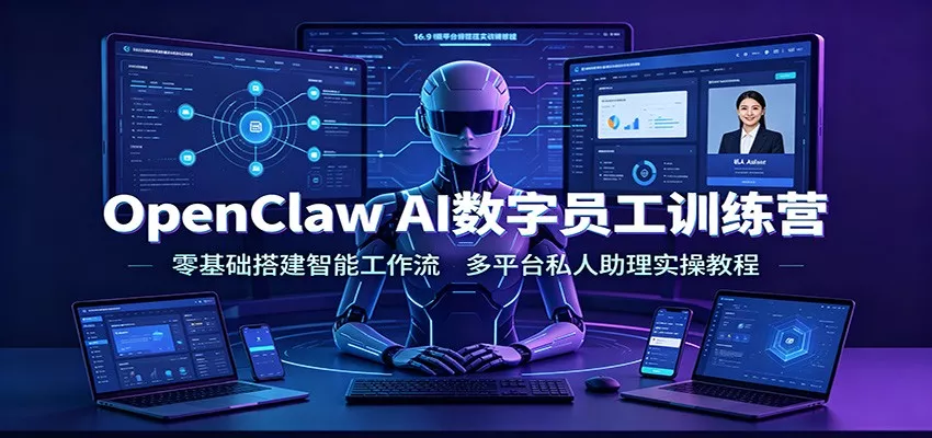 OpenClaw AI数字员工训练营：零基础搭建智能工作流，多平台私人助理实操教程 一点学习助手-零基础自学教程-副业项目-兴趣学习-网盘拉新平台-英语启蒙项目资源网