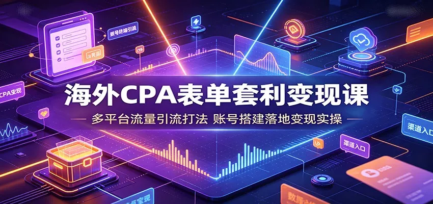 海外CPA表单套利变现课：多平台流量引流打法，账号搭建落地变现实操 一点学习助手-零基础自学教程-副业项目-兴趣学习-网盘拉新平台-英语启蒙项目资源网
