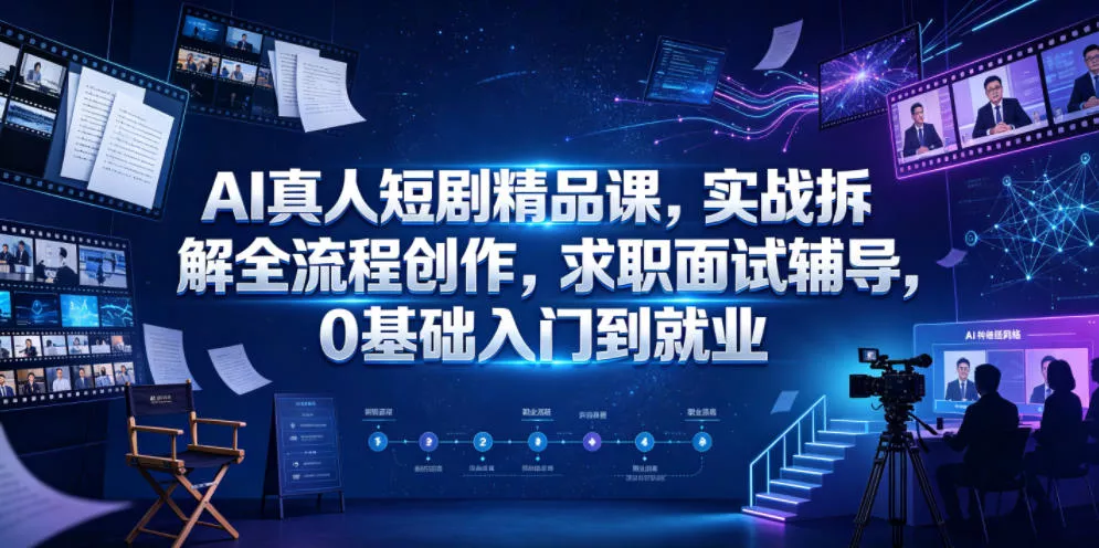 AI真人短剧精品课，实战拆解全流程创作，求职面试辅导，0基础入门到就业 一点学习助手-零基础自学教程-副业项目-兴趣学习-网盘拉新平台-英语启蒙项目资源网