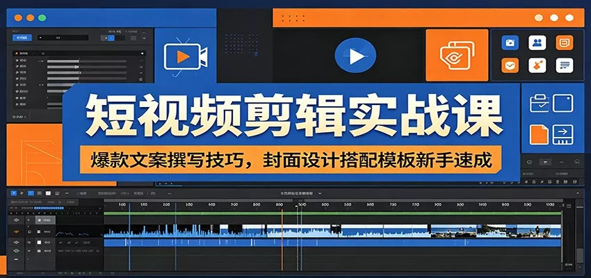 短视频剪辑实战课：爆款文案撰写技巧，封面设计搭配模板新手速成 一点学习助手-零基础自学教程-副业项目-兴趣学习-网盘拉新平台-英语启蒙项目资源网