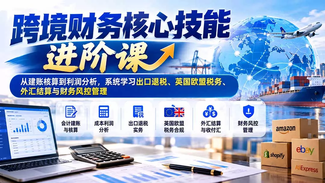 跨境财务核心技能进阶课：从建账核算到利润分析，系统学习出口退税、英国欧盟税务、外汇结算与财务风控管理 一点学习助手-零基础自学教程-副业项目-兴趣学习-网盘拉新平台-英语启蒙项目资源网