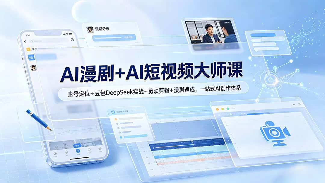 AI漫剧+AI短视频大师课：账号定位+豆包DeepSeek实战+剪映剪辑+漫剧速成，一站式AI创作体系 一点学习助手-零基础自学教程-副业项目-兴趣学习-网盘拉新平台-英语启蒙项目资源网