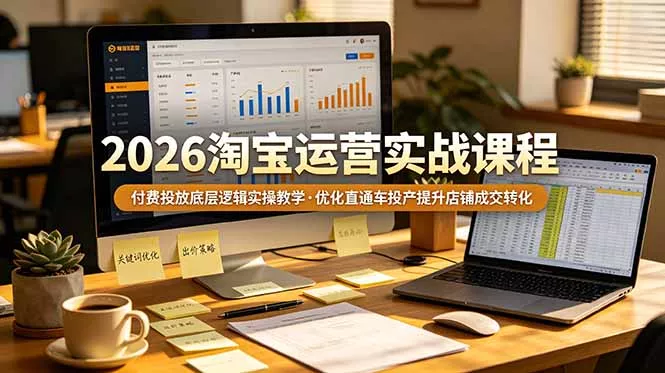 2026 淘宝运营实战课程，付费投放底层逻辑实操教学，优化直通车投产提升店铺成交转化 一点学习助手-零基础自学教程-副业项目-兴趣学习-网盘拉新平台-英语启蒙项目资源网