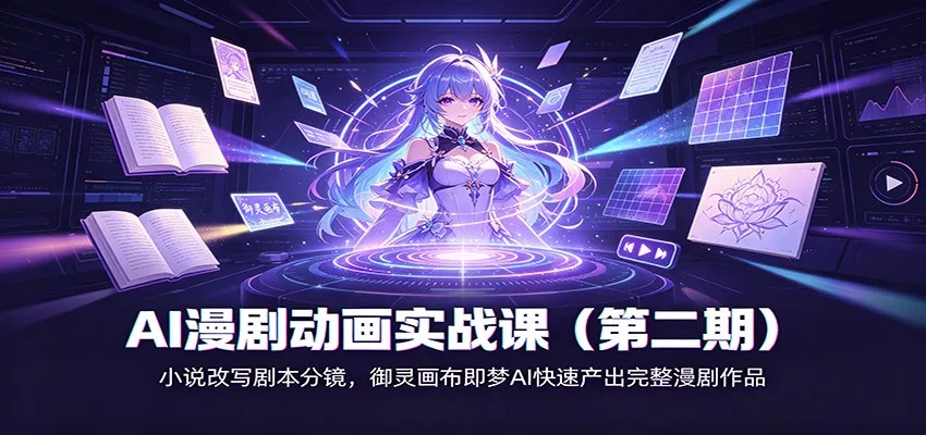 AI漫剧动画实战课(第二期)：小说改写剧本分镜，御灵画布即梦AI快速产出完整漫剧作品 一点学习助手-零基础自学教程-副业项目-兴趣学习-网盘拉新平台-英语启蒙项目资源网