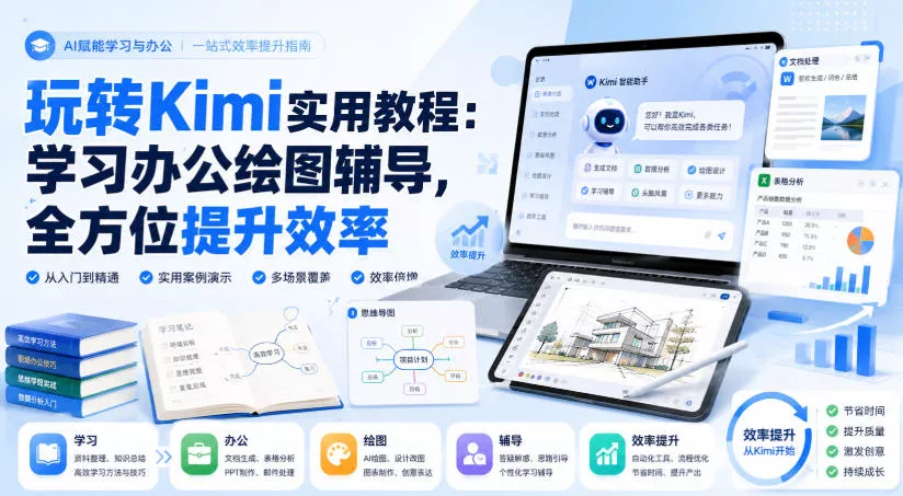 玩转Kimi实用教程：学习办公绘图辅导，全方位提升效率 一点学习助手-零基础自学教程-副业项目-兴趣学习-网盘拉新平台-英语启蒙项目资源网
