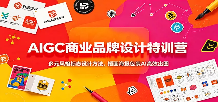 AIGC商业品牌设计特训营：多元风格标志设计方法，插画海报包装AI高效出图 一点学习助手-零基础自学教程-副业项目-兴趣学习-网盘拉新平台-英语启蒙项目资源网