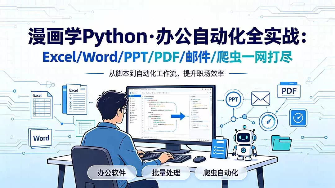 漫画学Python·办公自动化全实战：Excel/Word/PPT/PDF/邮件/爬虫一网打尽 一点学习助手-零基础自学教程-副业项目-兴趣学习-网盘拉新平台-英语启蒙项目资源网