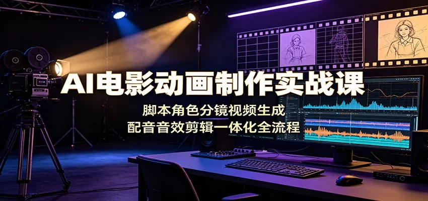 AI电影动画制作实战课：脚本角色分镜视频生成，配音音效剪辑一体化全流程 一点学习助手-零基础自学教程-副业项目-兴趣学习-网盘拉新平台-英语启蒙项目资源网