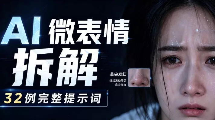 AI微表情拆解提示词合集，精准调控AI角色表情，可直接复用，0基础也能调出影视级表情变化 一点学习助手-零基础自学教程-副业项目-兴趣学习-网盘拉新平台-英语启蒙项目资源网