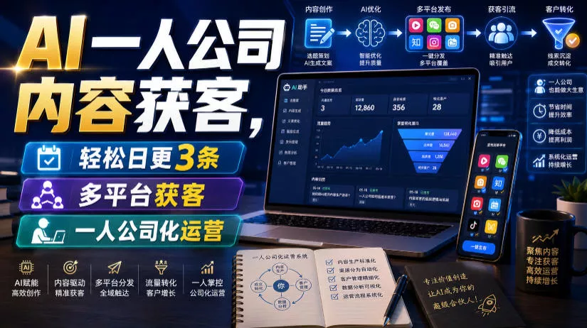 AI一人公司内容获客，轻松日更3条，多平台获客，一人公司化运营(更新0827) 一点学习助手-零基础自学教程-副业项目-兴趣学习-网盘拉新平台-英语启蒙项目资源网