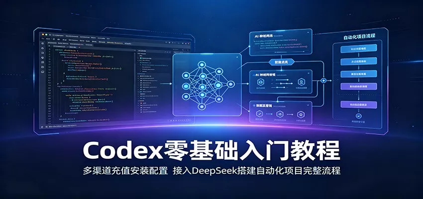 Codex零基础入门教程：多渠道充值安装配置，接入DeepSeek搭建自动化项目完整流程 一点学习助手-零基础自学教程-副业项目-兴趣学习-网盘拉新平台-英语启蒙项目资源网