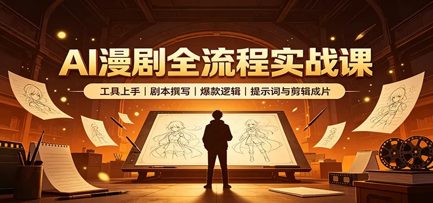 AI漫剧全流程实战课：工具上手、剧本撰写、爆款逻辑、提示词与剪辑成片 一点学习助手-零基础自学教程-副业项目-兴趣学习-网盘拉新平台-英语启蒙项目资源网