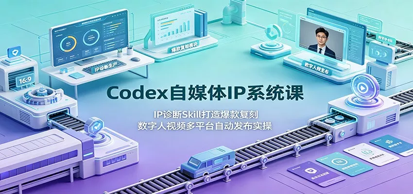 Codex自媒体IP系统课：IP诊断Skill打造爆款复刻，数字人视频多平台自动发布实操 一点学习助手-零基础自学教程-副业项目-兴趣学习-网盘拉新平台-英语启蒙项目资源网