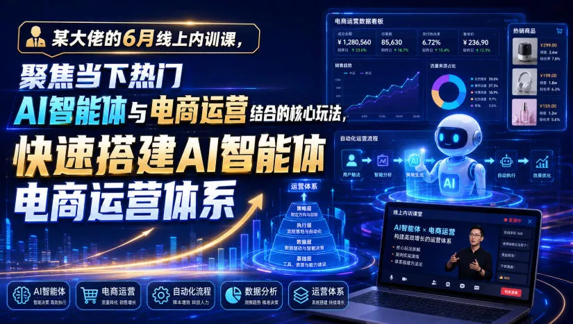 某大佬的6月线上内训课，聚焦当下热门AI智能体与电商运营结合的核心玩法，快速搭建AI智能体电商运营体系 一点学习助手-零基础自学教程-副业项目-兴趣学习-网盘拉新平台-英语启蒙项目资源网