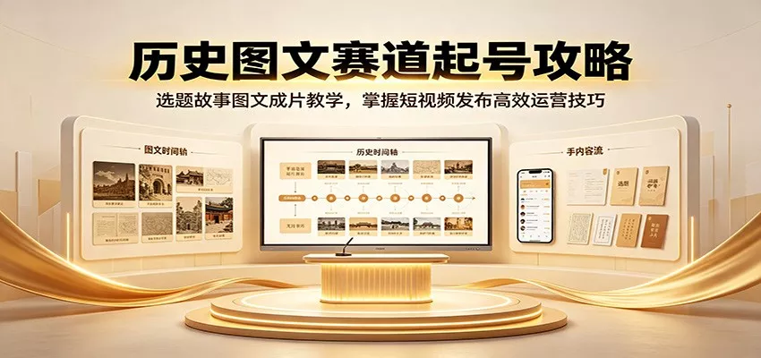 历史图文赛道起号攻略：选题故事图文成片教学，掌握短视频发布高效运营技巧 一点学习助手-零基础自学教程-副业项目-兴趣学习-网盘拉新平台-英语启蒙项目资源网