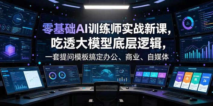 零基础AI训练师实战课，吃透大模型底层逻辑，一套提问模板搞定办公、商业、自媒体、设计、生活全场景AI落地应用 一点学习助手-零基础自学教程-副业项目-兴趣学习-网盘拉新平台-英语启蒙项目资源网