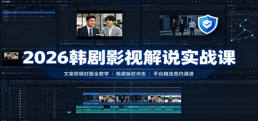 2026韩剧影视解说实战课：文案剪辑封面全教学，规避版权冲击平台精选签约通道 一点学习助手-零基础自学教程-副业项目-兴趣学习-网盘拉新平台-英语启蒙项目资源网