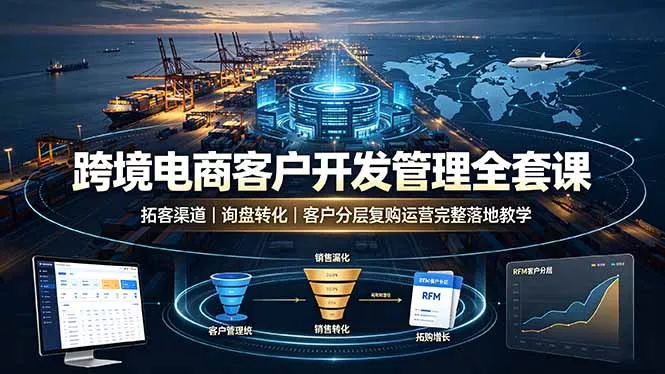 跨境电商客户开发管理全套课·拓客渠道｜询盘转化｜客户分层复购运营完整落地教学 一点学习助手-零基础自学教程-副业项目-兴趣学习-网盘拉新平台-英语启蒙项目资源网