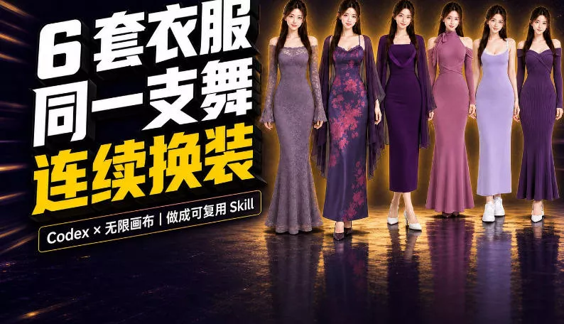 同一支舞，6套衣服按顺序切换：我把服装换装视频做成了一个Skill 一点学习助手-零基础自学教程-副业项目-兴趣学习-网盘拉新平台-英语启蒙项目资源网