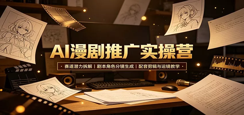 AI漫剧推广实操营：赛道潜力拆解，剧本角色分镜生成，配音剪辑与运镜教学 一点学习助手-零基础自学教程-副业项目-兴趣学习-网盘拉新平台-英语启蒙项目资源网