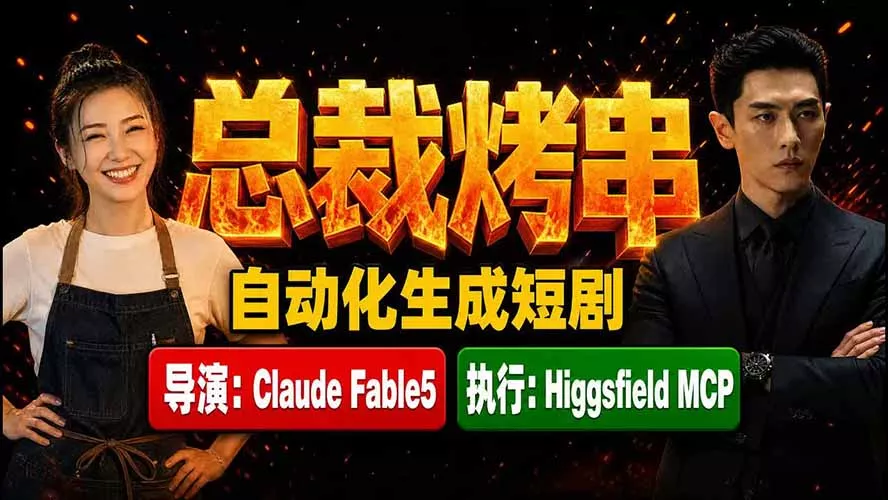 《总裁烤串》真人短剧全自动诞生！Claude Fable5 当导演，Higgsfield MCP 执行！ 一点学习助手-零基础自学教程-副业项目-兴趣学习-网盘拉新平台-英语启蒙项目资源网