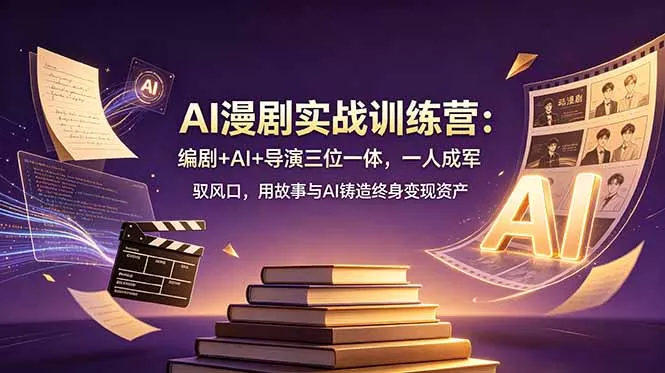AI漫剧实战训练营：编剧+AI+导演三位一体，一人成军 驭风口，用故事与AI铸造终身变现资产 一点学习助手-零基础自学教程-副业项目-兴趣学习-网盘拉新平台-英语启蒙项目资源网