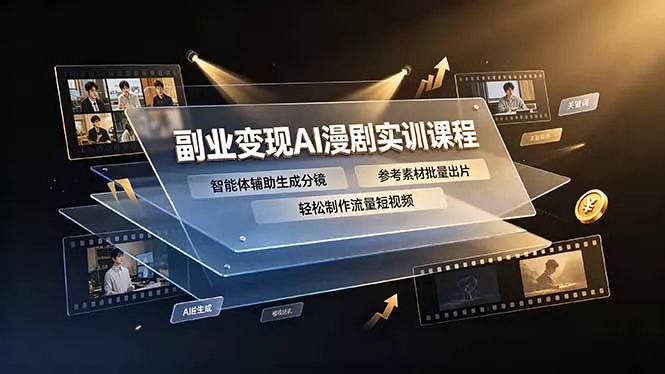 副业变现AI漫剧实训课程，智能体辅助生成分镜，参考素材批量出片，轻松制作流量短视频 一点学习助手-零基础自学教程-副业项目-兴趣学习-网盘拉新平台-英语启蒙项目资源网