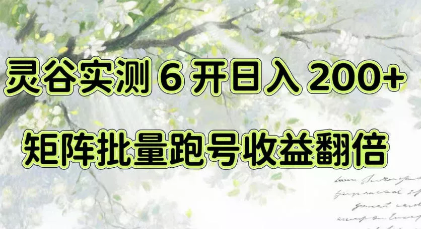 一台电脑就能做！灵谷实测6开日入200+，矩阵批量跑号收益翻倍【揭秘】 一点学习助手-零基础自学教程-副业项目-兴趣学习-网盘拉新平台-英语启蒙项目资源网