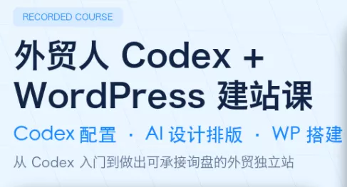 大卫·外贸人Codex + WordPress建站课(更新8月) 一点学习助手-零基础自学教程-副业项目-兴趣学习-网盘拉新平台-英语启蒙项目资源网