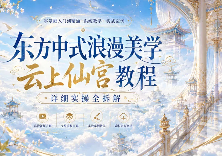 东方中式浪漫美学云上仙宫教程，详细实操全拆解 一点学习助手-零基础自学教程-副业项目-兴趣学习-网盘拉新平台-英语启蒙项目资源网