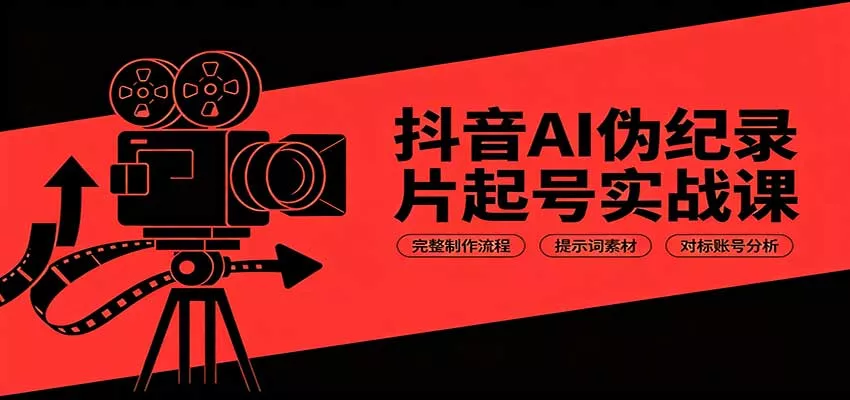 抖音AI伪纪录片起号实战课：完整制作流程，提示词素材，对标账号分析 一点学习助手-零基础自学教程-副业项目-兴趣学习-网盘拉新平台-英语启蒙项目资源网