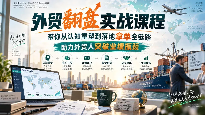 外贸翻盘实战课程，带你从认知重塑到落地拿单全链路，助力外贸人突破业绩瓶颈 一点学习助手-零基础自学教程-副业项目-兴趣学习-网盘拉新平台-英语启蒙项目资源网