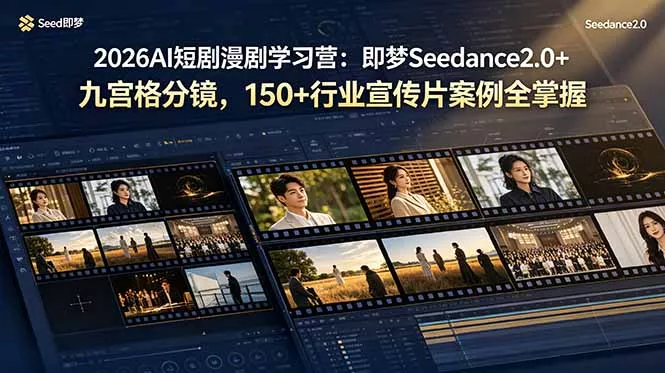 2026AI短剧漫剧学习营：即梦Seedance2.0+九宫格分镜，150+行业宣传片案例全掌握 一点学习助手-零基础自学教程-副业项目-兴趣学习-网盘拉新平台-英语启蒙项目资源网
