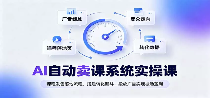 AI自动卖课系统实操课：课程发售落地流程，搭建转化漏斗，投放广告实现被动盈利 一点学习助手-零基础自学教程-副业项目-兴趣学习-网盘拉新平台-英语启蒙项目资源网