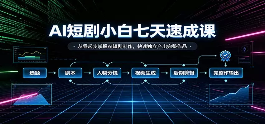 AI短剧小白七天速成课：从零起步掌握AI短剧制作，快速独立产出完整作品 一点学习助手-零基础自学教程-副业项目-兴趣学习-网盘拉新平台-英语启蒙项目资源网