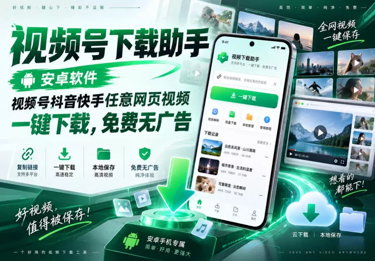视频号下载助手，安卓软件，视频号抖音快手任意网页视频，一键下载，免费无广告 一点学习助手-零基础自学教程-副业项目-兴趣学习-网盘拉新平台-英语启蒙项目资源网
