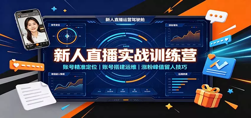 新人直播实战训练营：账号精准定位，账号搭建运维，涨粉峰值留人技巧 一点学习助手-零基础自学教程-副业项目-兴趣学习-网盘拉新平台-英语启蒙项目资源网