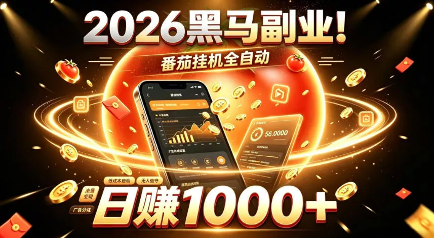 2026黑马副业！番茄挂G全自动日入1000+，操作最简单、门槛最低的线上轻资产项目【揭秘】 一点学习助手-零基础自学教程-副业项目-兴趣学习-网盘拉新平台-英语启蒙项目资源网