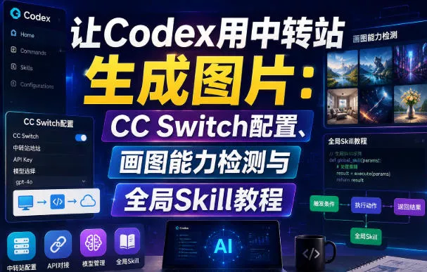 让Codex用中转站生成图片：CC Switch配置、画图能力检测与全局Skill教程 一点学习助手-零基础自学教程-副业项目-兴趣学习-网盘拉新平台-英语启蒙项目资源网