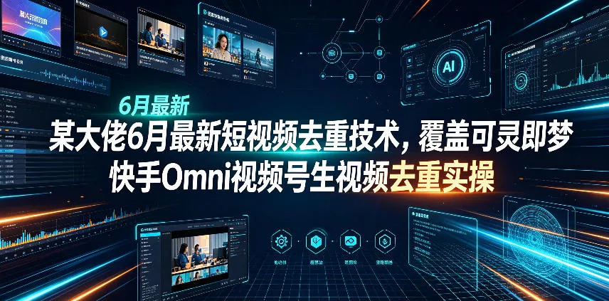 某大佬6月最新短视频去重技术，覆盖可灵即梦快手Omni视频号生视频去重实操 一点学习助手-零基础自学教程-副业项目-兴趣学习-网盘拉新平台-英语启蒙项目资源网
