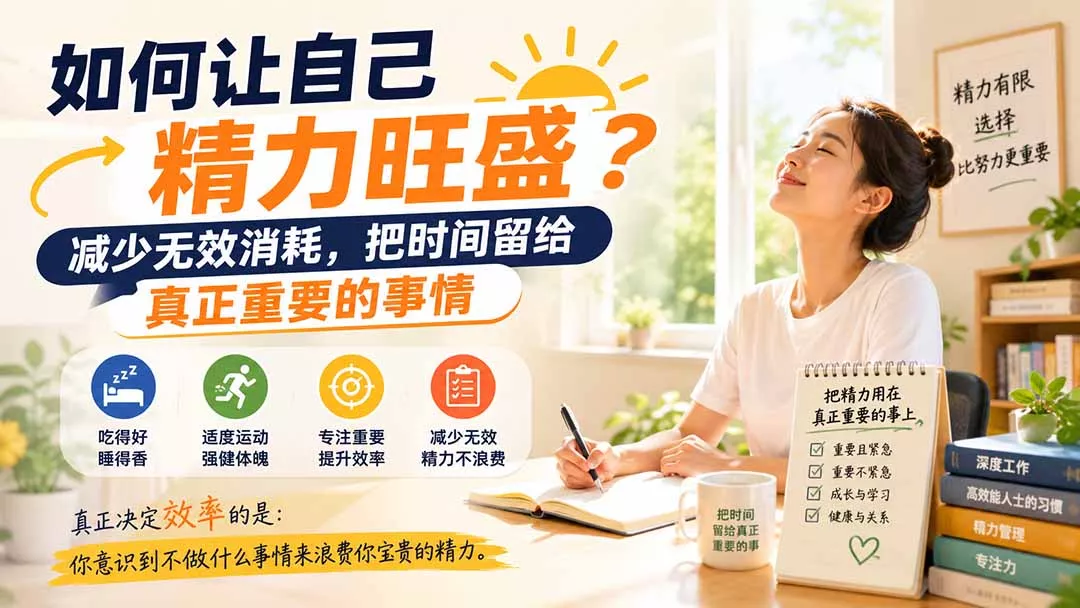 付费文章：如何让自己精力旺盛？减少无效消耗，把时间留给真正重要的事情 一点学习助手-零基础自学教程-副业项目-兴趣学习-网盘拉新平台-英语启蒙项目资源网