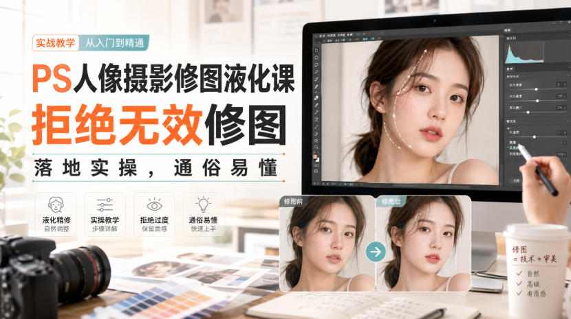PS人像摄影修图液化课，拒绝无效修图，落地实操，通俗易懂 一点学习助手-零基础自学教程-副业项目-兴趣学习-网盘拉新平台-英语启蒙项目资源网