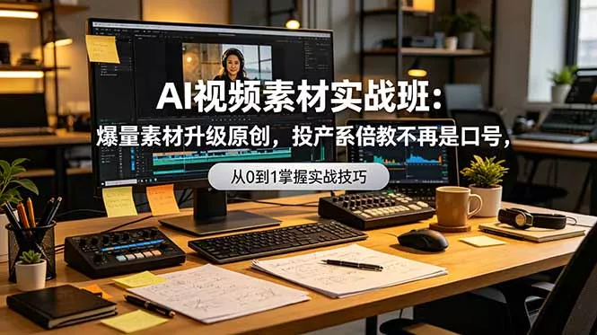 AI视频素材实战班：爆量素材升级原创，投产翻倍不再是口号，0-1系统教学实战落地 一点学习助手-零基础自学教程-副业项目-兴趣学习-网盘拉新平台-英语启蒙项目资源网