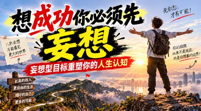 付费文章：想成功你必须先妄想，妄想型目标重塑你的人生认知 一点学习助手-零基础自学教程-副业项目-兴趣学习-网盘拉新平台-英语启蒙项目资源网