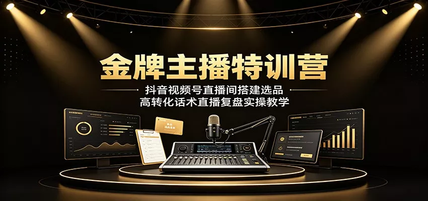金牌主播特训营：抖音视频号直播间搭建选品，高转化话术直播复盘实操教学 一点学习助手-零基础自学教程-副业项目-兴趣学习-网盘拉新平台-英语启蒙项目资源网