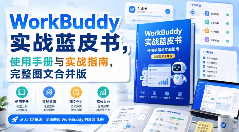 WorkBuddy实战蓝皮书，使用手册与实战指南，完整图文合并版 一点学习助手-零基础自学教程-副业项目-兴趣学习-网盘拉新平台-英语启蒙项目资源网