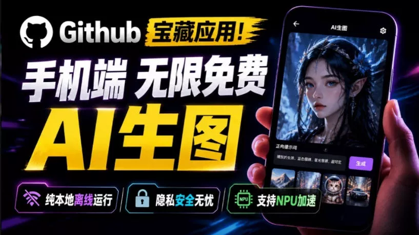 Github宝藏应用！手机端无限免费AI生图，纯本地离线运行，支持NPU加速斩获3.1k stars，local-dream 一点学习助手-零基础自学教程-副业项目-兴趣学习-网盘拉新平台-英语启蒙项目资源网