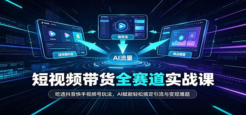 短视频带货全赛道：吃透抖音快手视频号玩法，AI赋能轻松搞定引流与变现难题 一点学习助手-零基础自学教程-副业项目-兴趣学习-网盘拉新平台-英语启蒙项目资源网